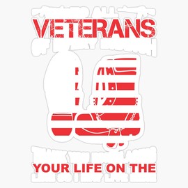 HOF Trading Thank You Veterans Life On The Line Veteran Support Vinyl Sticker Waterproof Decal Laptop Wall Window Bumper Sticker 5"