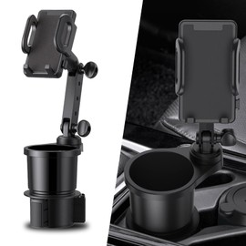 Sodcay Pack-1 Car Cup Holder Phone Mount, 2-in-1 Cup Holder Expander Adapter, 360 Degrees Rotation Cup Holder Cellphone Mount, Multifunctional Cup Holder Cell Phone Holder (Black)