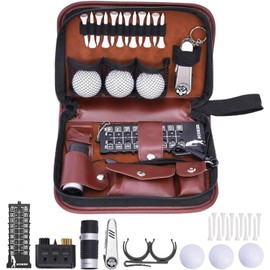 Hominas Golfs Set Organizer, Golfer Multifunktion Aler Werkzeugs Atz Golfs Zubehör Set PU-Golfs Tasche Zubehör Kit