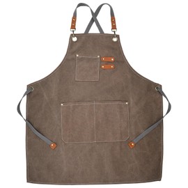 LODI Outdoor Apron, Men's, Camping, Work, DIY, Craftsman, Chef, Work Apron, Plake/Thick, Cotton, Canvas, grey brown