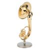Miniature French Horn Model Brass Golden Stylish Exquisite Birthday Gift
