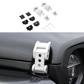 CheroCar White Hood Latches Hood Lock Catch Latches Kit Fit for 2007-2025+Jeep Wrangler JK JKU JL JLU Sahara Freedom Sports Rubicon & Gladiator JT Aluminum Alloy Hood Catch