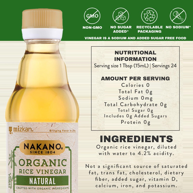 Nakano Natural Organic Rice Vinegar, Vinegar for Stir Fry Sauce,
