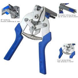 Type M Nail Ring Pliers,Stainless Snap Ring Pliers Set with 1200 Pcs of Galvanized Steel Nails,Multifunction Hog Rings Pliers Kit,For hog fence chicken coop poultry fencing wire mesh (Blue)