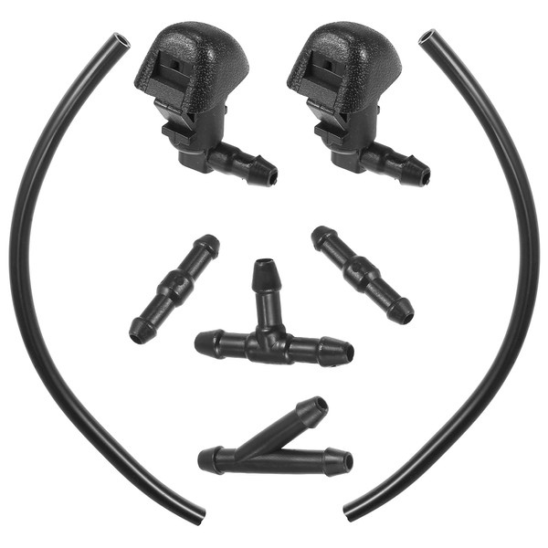 X AUTOHAUX 1 Set Windshield Washer Nozzles Set 76810-TK8-A01 Front Windshield Spray Nozzles Wiper Spray Washer Jet and Fluid Hose with Connectors for Honda Odyssey 2011-2017 Black