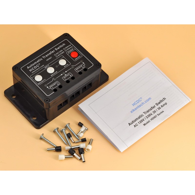 Automatic Transfer Switch, AC120V 20Amp, ATS Auto Transfer Switch, HCDC