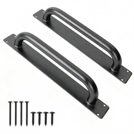 Purife 2 Pack 12 Inch Heavy Duty Steel Barn Door Handles Black, Metal Power Coated Modern Gate Pulls for Outdoor Fence Garden Patio, Interior Closet Cabinets Door Pulls