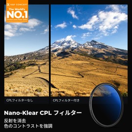 K&F CONCEPT 58mm PL Filter for Reflective Adjustment with Lens Cap, High Transmittance, Thin Frame, Circular Polarizer, CPL Filter, 1 Cleaning Cloth Included (NANO-K Series)