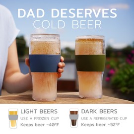 Host Freeze Best Dad Ever Insulated Glass Tumbler for Cold Drinks, Freezable Gifts for Dad, Double Wall Insulated Beer Glass for Chilled Lager, IPA, Ale & Iced Coffee, 16 oz, Set of 1