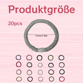 Pack of 20 Women's Hair Bobbles, Elastic for Thick and Curly Hair, Multicoloured Hair Bands for Daily Styling, Women's Accessories, Travel and Outdoor Activities