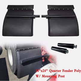 BST BSSP Pair Poly Quarter Fender 24" x 24" Mud Flap Hangers & 2PCS Quarter Fender Mount Post Universal for Semi Trucks, Quarter Fender Kit for Right&Left Side Pair Set