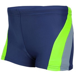 Aquarti Boys' Swimming Trunks with Side Piping, Dark blue / grey / green