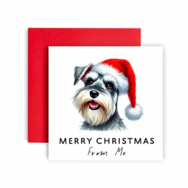 Huxters Christmas Card from the Dog – Miniature Schnauzer - Merry Christmas to Dog Mum and Dog Dad – Christmas Card from the Dog to Friends Family First Christmas (Miniature Schnauzer)