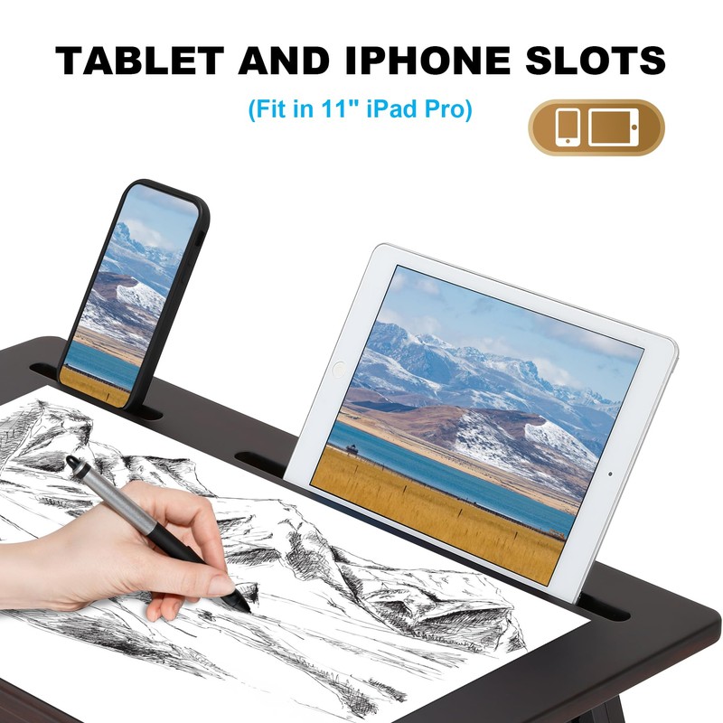 Nnewvante Drawing Table Foldable Drafting Desk with Adjustable Height &