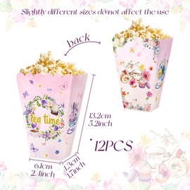 LaVenty 12 PCS Floral Tea Party Popcorn Boxes Favor Bags Tea Party Decoration Tea Party Supplies Tea Party Favor Boxes Tea Party Party Supplies Tea Party Gift Bags