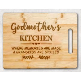 Godmother's Kitchen Bamboo Cutting Board - Mother's Day Cutting Board - Mother's Day Gift - Birthday Gifts From Grandchildren - Son Daughter - Best Grandma Cutting Board - Godmother Gifts