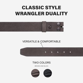Wrangler Men's Leather Belt without Buckle, 38mm Casual Wait Belt Strap for Jeans, Gift for Men, Brown, 42 (waist 39-40)