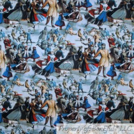 Windham Fabrics BonEful Fabric FQ Cotton Quilt Xmas Holiday NYC Currier & Ives VTG Antique Skate