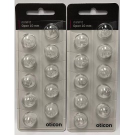 Oticon 2 Packs Oticon miniFit 10mm Open Domes For Hearing Aids. 20 Domes Total.