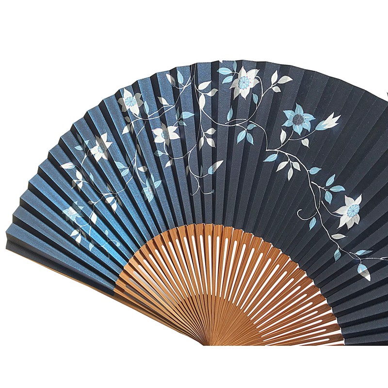 Hana-Kanzashi Women's Iron Wire Handled Fan Set with Stainless Steel