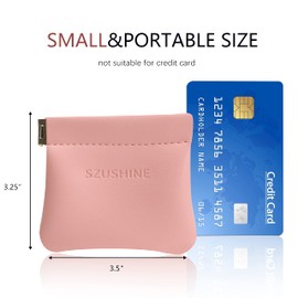 SZUSHINE Leather Squeeze Coin Purse Pouch Change Holder For Unisex (Red)