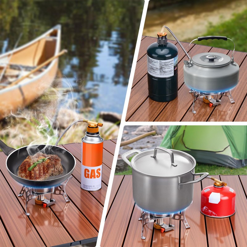 WADEO 3900W Windproof Camping Stove, Camping Gas Stove with Piezo