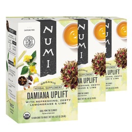 Numi Organic Tea Damiana Uplift, 48 Herbal Tea Bags for Energy and Wellness