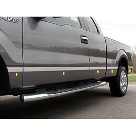 707Motoring Stainless Polished Chrome Body Molding Insert Trim Kit (1.5" Width) 10PC, Compatible with Ford F-150 2004-2014 (4-Door, Pickup Truck, Super Cab, 5.5' Bed, NO Flares)