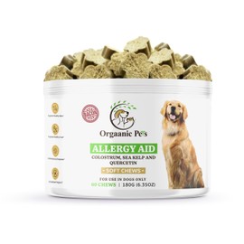 Orgaanic Pet's LLC Herbal Dog Allergy Relief with SEA KELP - Colostrum - QUERCETIN - Mushrooms - Omega + 11 Natural Allergy Relief Herbs - Soft Chews for Skin & Seasonal Allergies