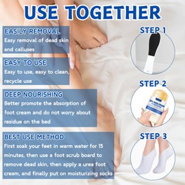 Urea Cream 60 Percent for Feet,4PCS Urea Foot Cream Upgrade Set with 2PCS 60% Urea Foot Cream,1Pairs Moisturizing Socks and 1 Foot File,Cracked Heel Repair Cream,Cracked Heels and Dry Skin