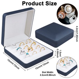Schmuck Ring Organizer Box, kleine Schmuckschatulle, Reise Schmuck Fall, tragbare Ring Speicher Display Case, PU Leder Ringe Tray Halter Box für Frauen, Mann, Mädchen, Ohrring, Manschettenknopf (Blau)