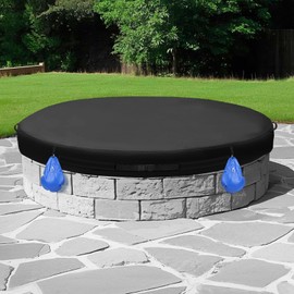 Outdoor Firepit Covers Round, Oxford Cloth Outdoor Rain, Snow and Wind Fire Pit Cover and Sandbag, Suitable for 52-56 Inch Round Built in Stone Firepits