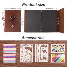 ThxMadam Scrapbook Album Leather Photo Album Vintage Wedding Guest Book DIY Memory Book with 60 Black Pages Present for Christmas Valentines Anniversary Mother’s Day Birthday Gift for Mum Dad Friend