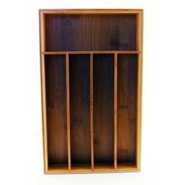 BergHOFF Bamboo Flatware Organizer 5-slot, 13.75" x 9.75", Natural, Fit in most kitchen drawer, great for spoons, forks, knives, scissors, peelers, chef tools