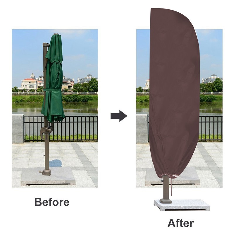 Waterproof Garden Umbrella Cover Protector Outdoor Patio Rain Covers 265*40CM(Coffee)