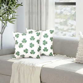HOMFREEST St Patricks Day Pillow Covers 18x18 Inch Set of 2 Shamrock Lucky Clovers Dceoration Farmhouse Outdoor Patio Throw Pillowcase for Home Decor