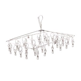 Iris Ohyama PIH-32SH Stainless Steel Pinch Hanger, 32 Pinch, Laundry Hanger, All Stainless Steel, Rust Resistant, For Indoor and Outdoor Use, Fall Resistant, Rotatable