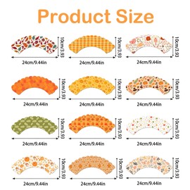 12 Pcs Thanksgiving Cupcake Maple Leaf Pumpkin Wrappers for Autumn Themed Harvest Day Thanksgiving Party DIY Decoration