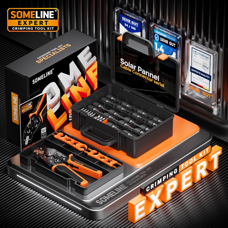 SOMELINE Solar Connector Crimping Tool Kit, 14-10 AWG Crimper for