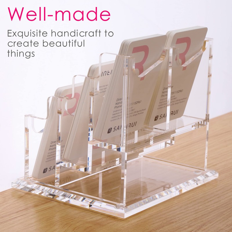SANRUI Vertical Business Card Holder for Desk，Clear Acrylic Business Card