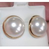 Majorca Pearl Round Dome 15MM Stud Earrings 14K Gold Filled
