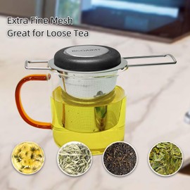 RCOAIMT, 2pack Tea Filter, Tea Strainer, Stainless Steel Tea Infuser With Long Foldable Handle, For Loose Leaf Tea And Coffee, Greate For Hanging On Teapots, Mugs, Cups