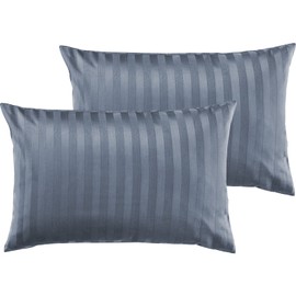 Pure Label Set of 2 Mako Satin Damask Striped Cushion Covers, 40 x 60 cm, 100% Cotton in Dark Blue, Incredibly Soft Decorative Cushion to Match Our Bed Linen Sets