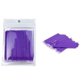 SENLIN DENTAL 500PCS Micro Cotton Swabs, Disposable Micro Brushes Lip Applicators for Makeup and Personal Care Cosmetic Brush, Micro Swabs for Eyeliner, Eyelash Extensions, Nails (Purple)