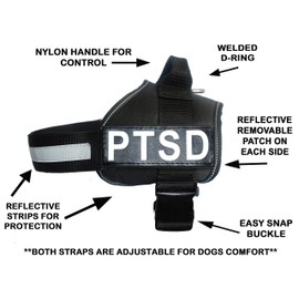 Doggie Stylz Service Dog Harness Vest Comes with 2 Reflective PTSD Removable Patches. Please Measure Dog Before Ordering…