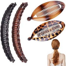 ZKGYUS Pack of 4 Banana Clips, Retro Female Hair Accessory Hair Comb, Fishtail Hair Accessories, French Banana Clip Combs, Applicability, Suitable for Long, Curly or Straight Hair