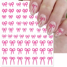 IDDFEVE Bow Nail Art Stickers - Colorful Big Bow Self-Adhesive Nail Decals for DIY Valentines Day Manicure (6 Sheets)