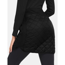 MoFiz Women's Wrap Skirt Thermal Skirt Lightweight Hiking Skirt A Line Outdoor Skirt High Waist for Autumn Winter, Black (black-a), 3XL