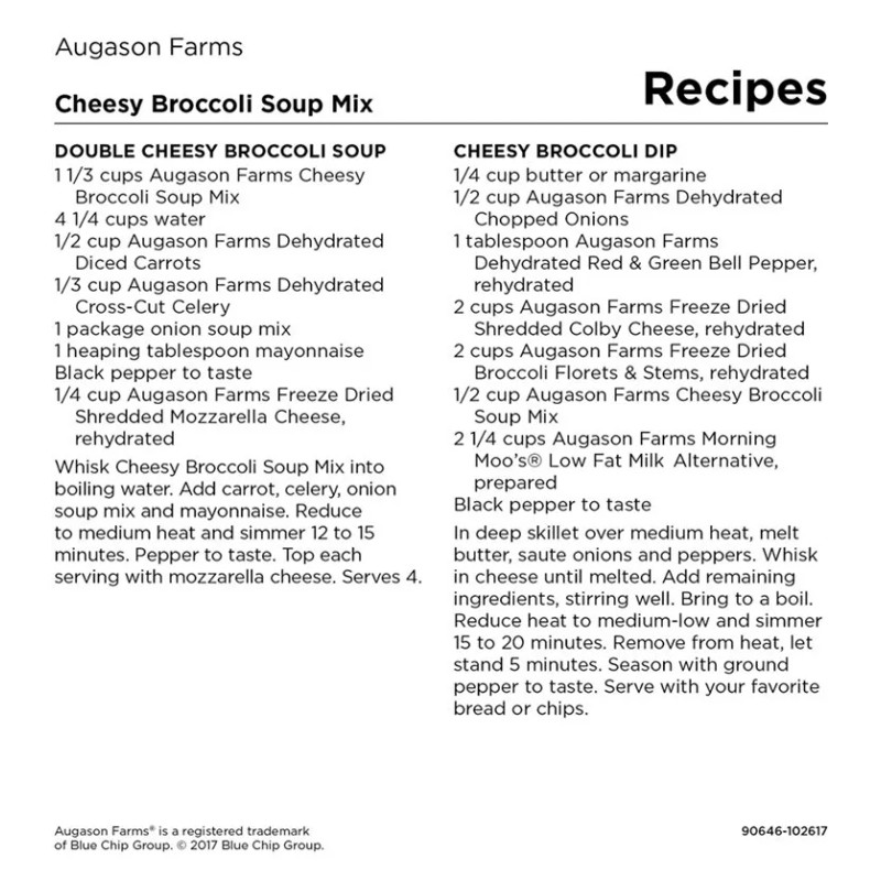 Augason Farms CHEESY BROCCOLI Soup Dinner Can Survival Emergency Storage