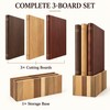 3-Piece Book-Shaped Wooden Cutting Board Set with Upright Storage Base
